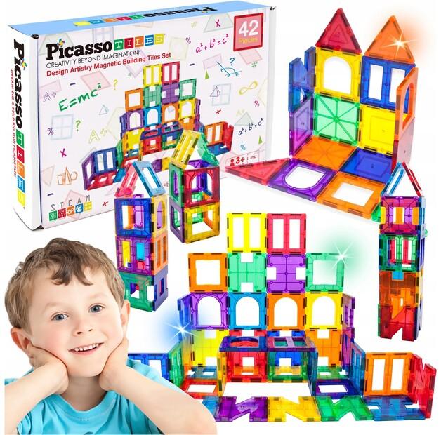 Конструктор магнитный Picassotiles конструкционный, 42 детали