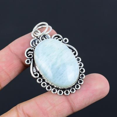 925 Sterling Silver Natural Amazonite Elegant Wedding Birthday Daughter Pendant
