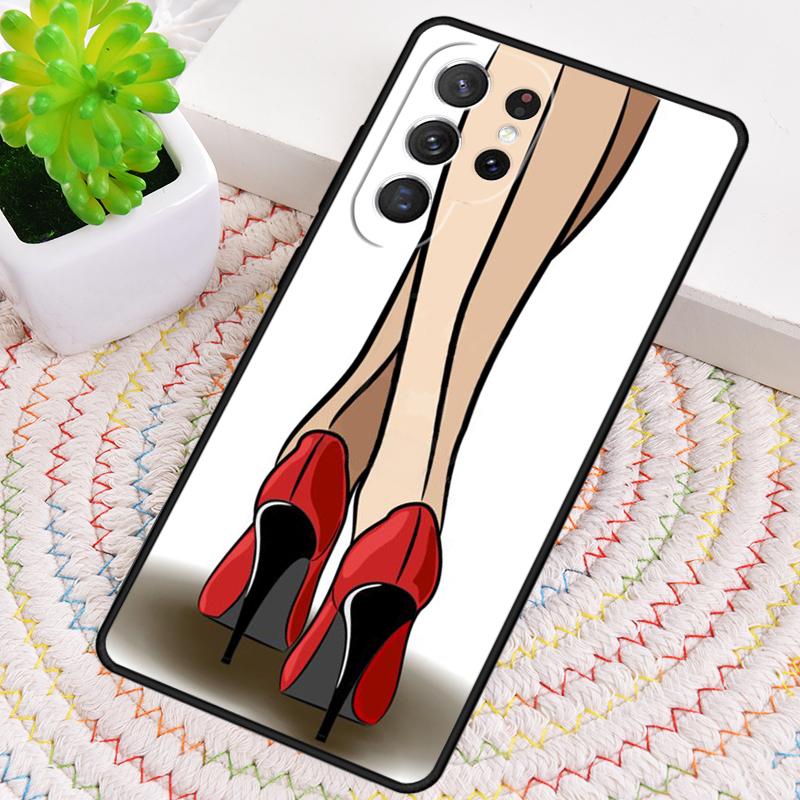 red high heel shoes Cute Phone Case For Samsung Galaxy note 10 pro S26 S25 S24 S23 S22 Ultra Plus S21 FE S20 Shockproof Cover