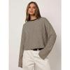 Womens Striped Knit Long Sleeve Loose T Shirt