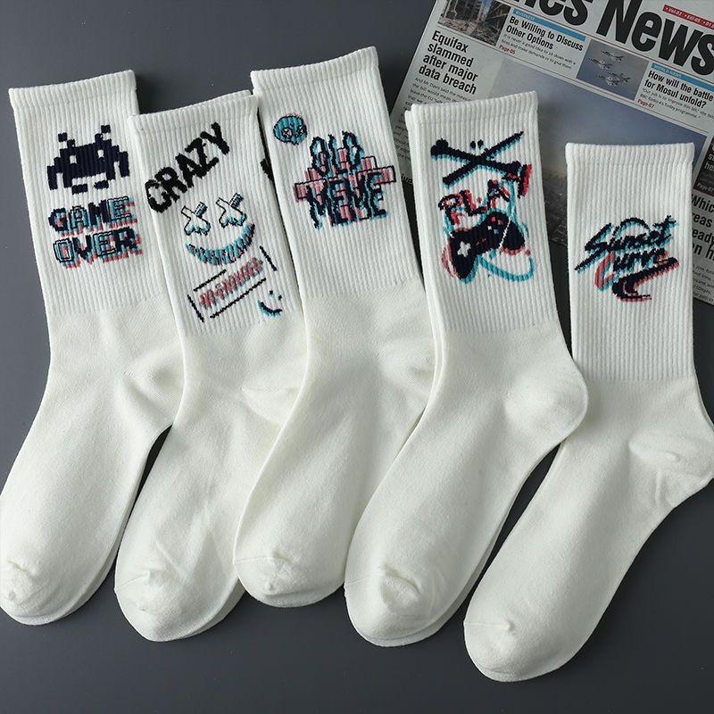 EU Style Women Cute Skater Socks Women Set Men Funny Socks Hip Hop Cotton Long Crew White Socks For US Style Fashion Socks