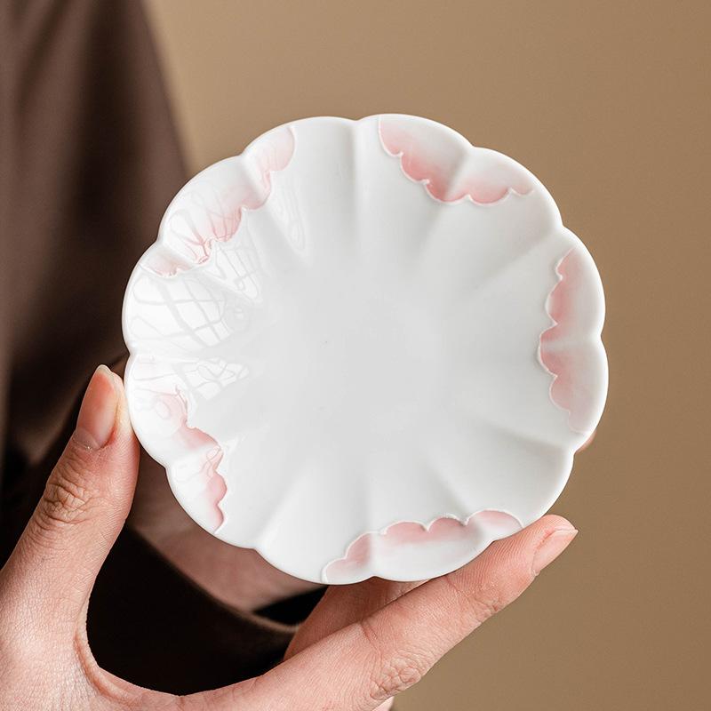 Hand-painted Piled Peony Coaster Ceramic Insulation Pad Household Chinese Kung Fu Tea Set Tea Ceremony Accessories Cups Holder