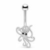 Silver Color Dangle Butterfly Flower Belly Button Ring Stainless Steel Sexy Navel Piercing Jewelry