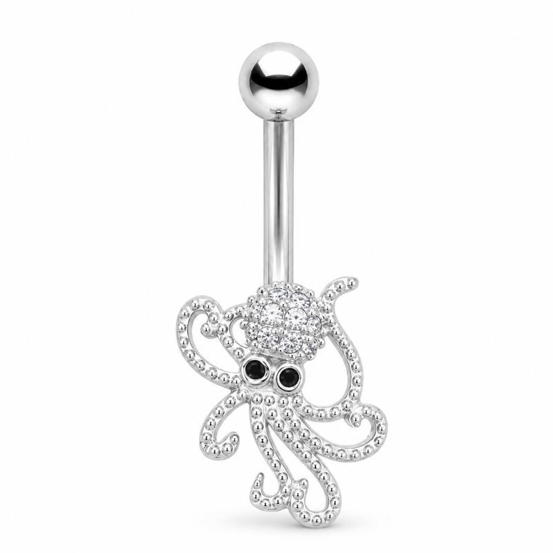 Silver Color Dangle Butterfly Flower Belly Button Ring Stainless Steel Sexy Navel Piercing Jewelry