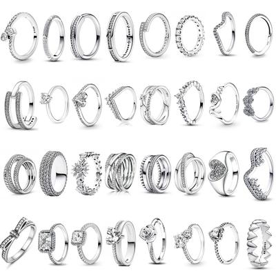 925 Sterling Silver White Series Heart Size 6 7 8 9 Stone Mom  Elegance Ring For Women Jewelry For Party