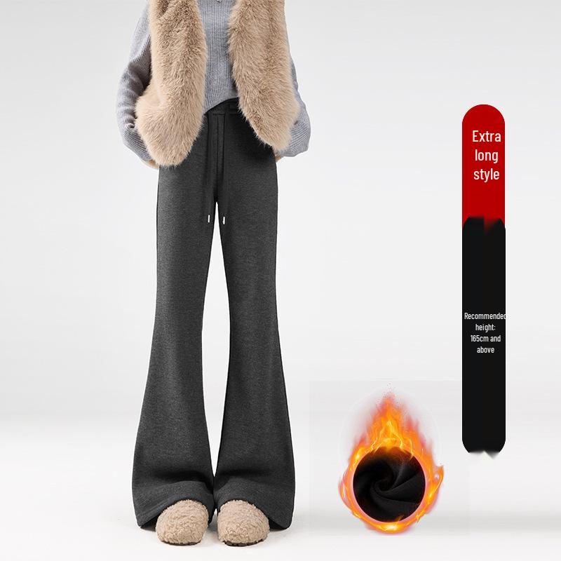 

Women s Winter Velvet Rice Pants: Soft, Narrow, Straight, Thickened, Slight Flare, Wide-Leg Sweatpants. Medium