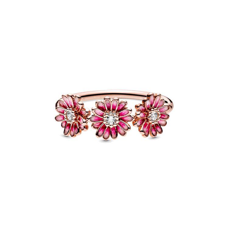 Pandora Roségold Drei Rosa Gänseblümchen Ring Damenringe 188792C01 54 brown