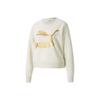 Classics Metallic Gold Big Logo Print Sport Crew Neck Sweatshirt Women Tops Ivory 531382-73