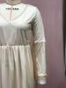 2025 Summer European & American Women's V-Neck Mesh Puff Sleeve See-through Maxi Dress