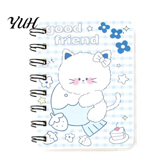 Lightweight Notebook Mini Cartoon Spiral Notebook, 80 Pages Pocket Travel Portable Smooth Page Turning Journal for Study Notes C Random Style