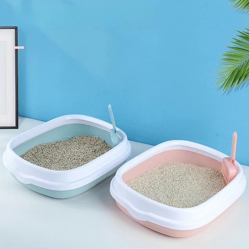 Semi-Closed Cat Litter Box Cat Bedpans Pet Cat Cleaning Bath Basin Anti Splash Cats Toilet Basin Pet Toilet Sandbox Cat Supplies