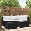 VidaXL Garden Lounge Set 4 Pcs with Cushions Black Wicker 319733