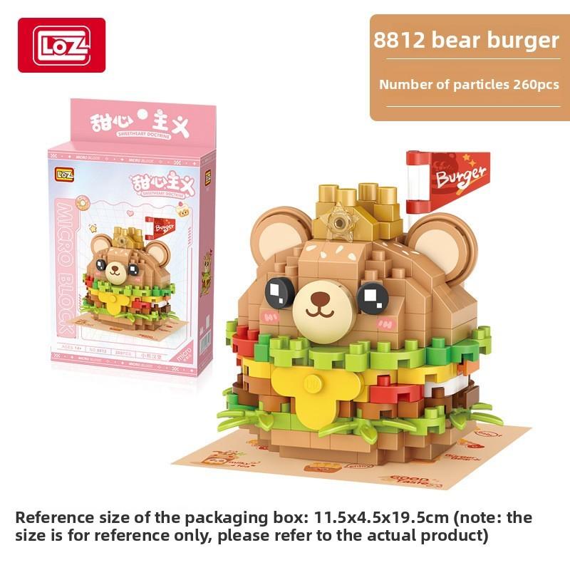 

Bear Burger French Fries Panda Milk Tea Unicorn Cake Assembly Building Blocks For Kids And Collectors Bear Burger