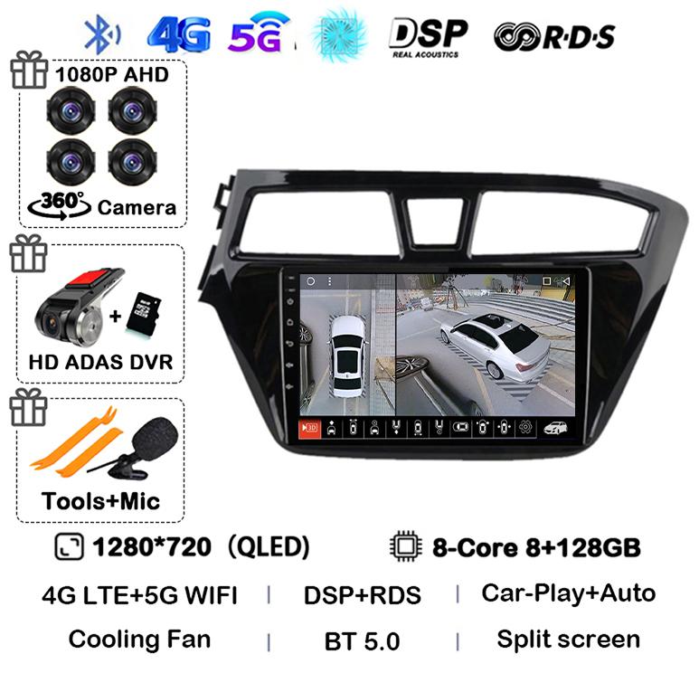 Android 14 Carplay Auto WIFI+4G For Hyundai I20 LHD 2015 2016 2017 2018 Car Radio Car Multimedia Player Stereo GPS NO 2 Din DVD