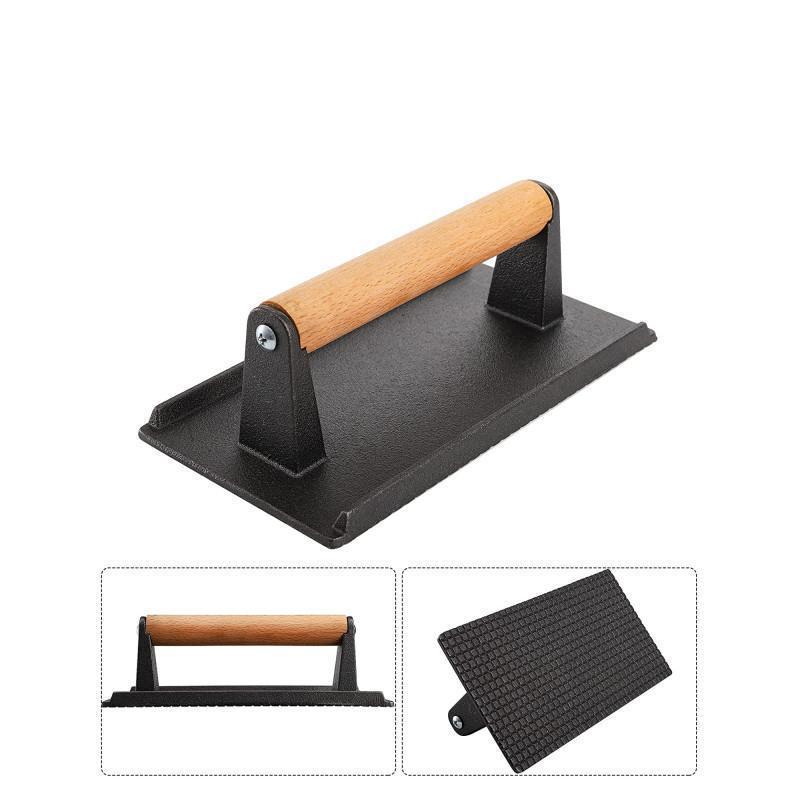 Cast Iron BBQ Steak Press & Pot Lid - Kitchen & Outdoor Grill Tool Set