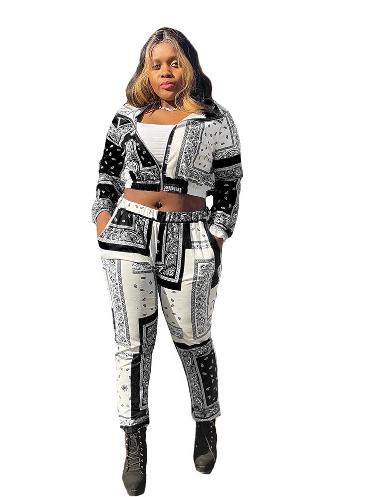 Women's Floral Print Pocket Loose Casual Two-Piece Suit