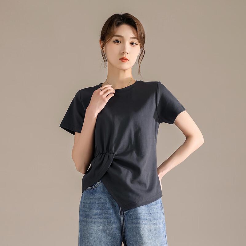 

RAIN.CUN Women s Stylish Irregular Hem Short Sleeve T-Shirt XL