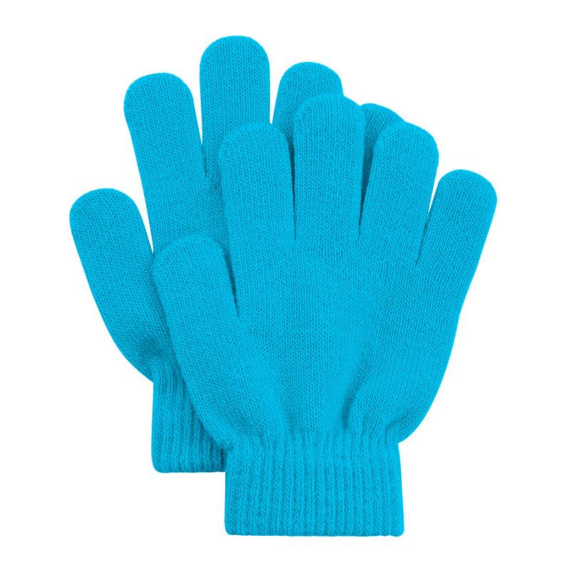 

Осенне-зимние однотонные теплые вязаные мультяшные перчатки с пятью пальцами для малышей и студентов. 3-8 Years Old синий/циан