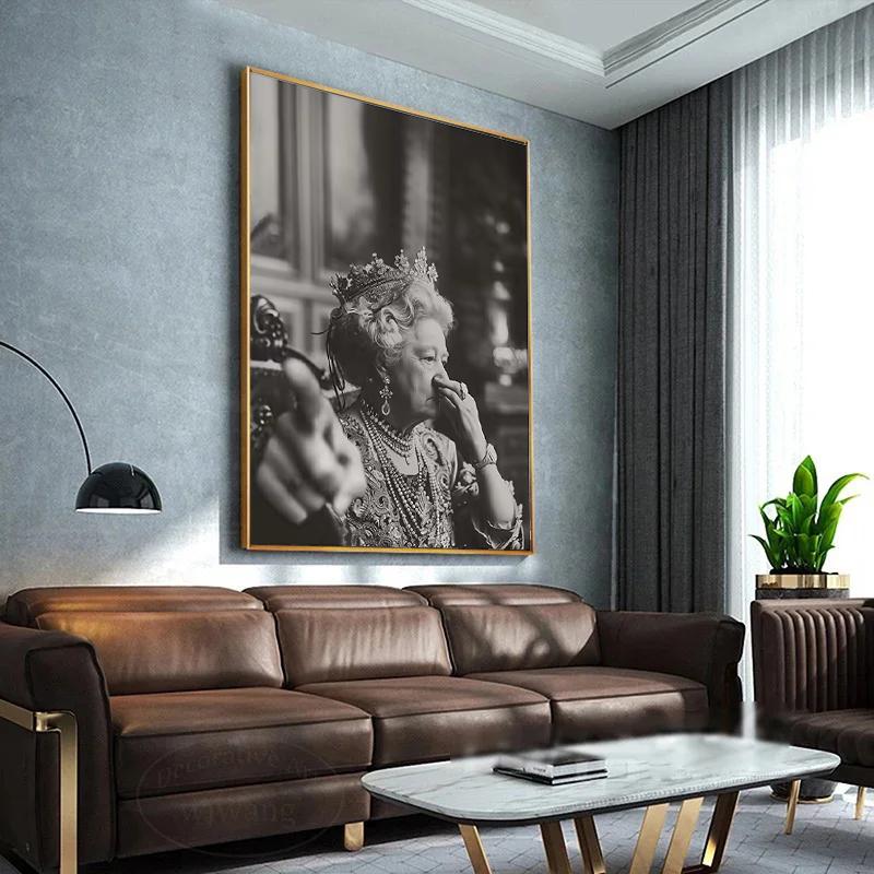 Vintage portrét královny, umělecké plakáty, tisk, toaleta, humor, zábavné nástěnné obrazy, retro plátno, dekorace, malba pro vtipný bar, koupelna