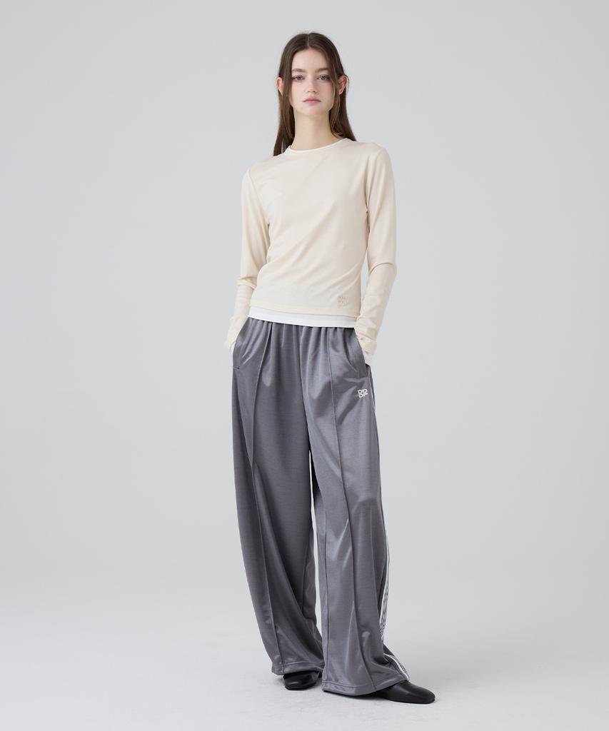 DANGLEDROP Dgdp Balloon Fit Curved Line Track Pants_Charcoal Gray