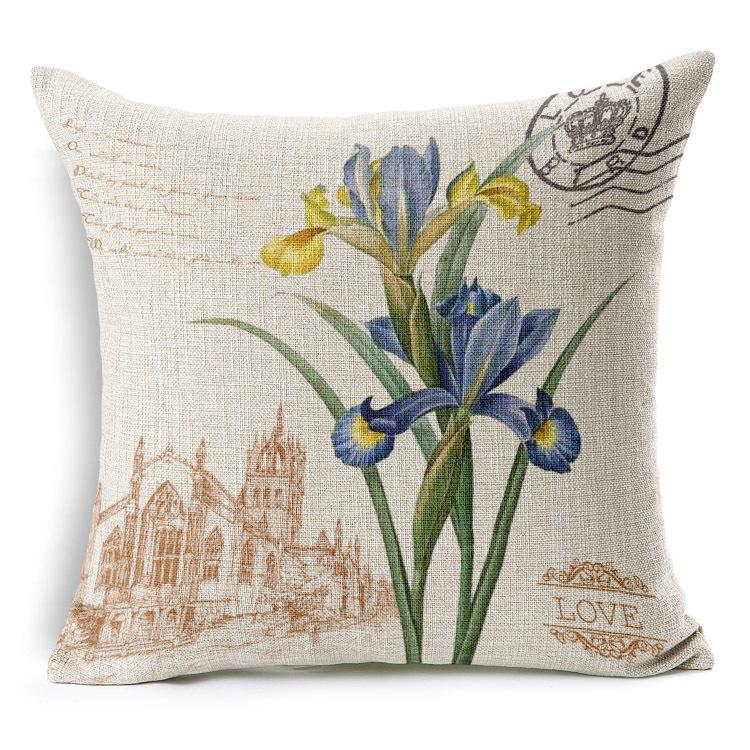 Retro Colorful Flowers Pillows Floral Pillowcase For Home Decorative Decoration Sofa Pillowcase