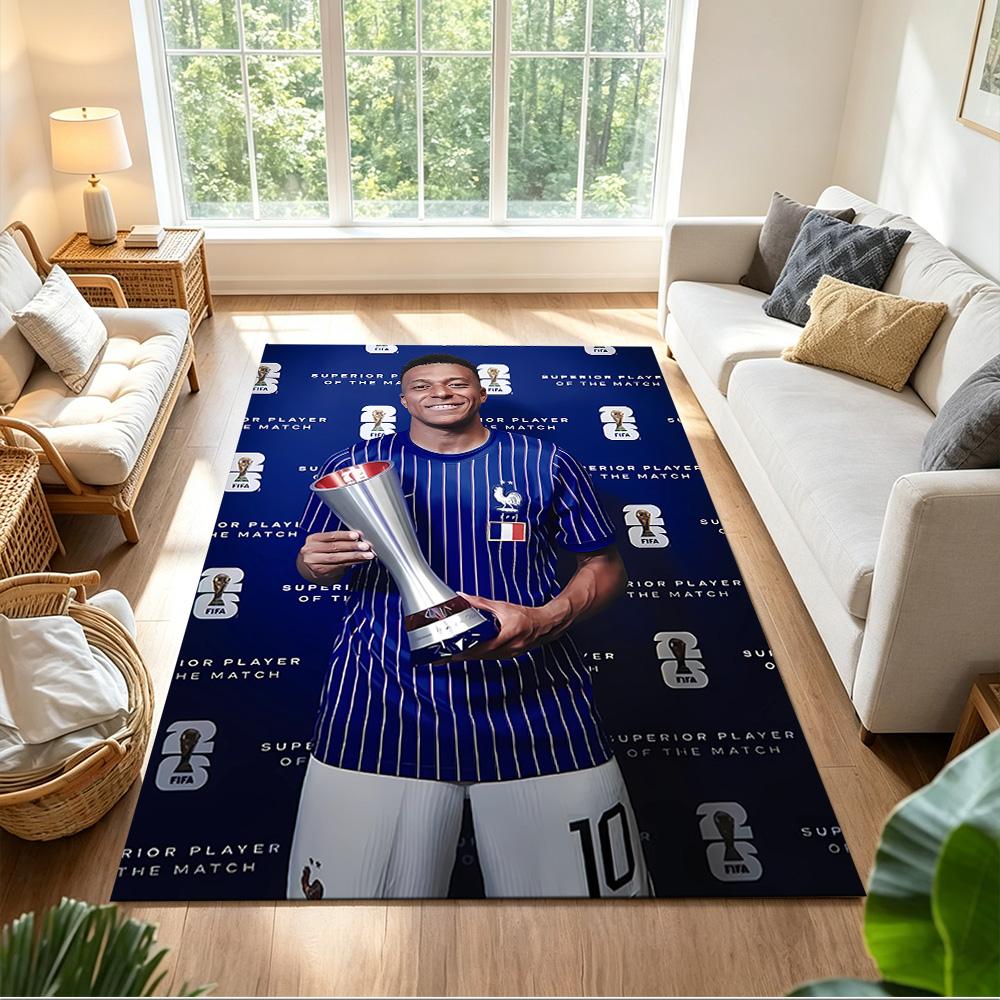 Mbappe Neon Poster Area Rug Perfect for Bedrooms Kitchen Hallway Dining Room Anti-slip Rug Anime Office Decor Wedding Party Gift