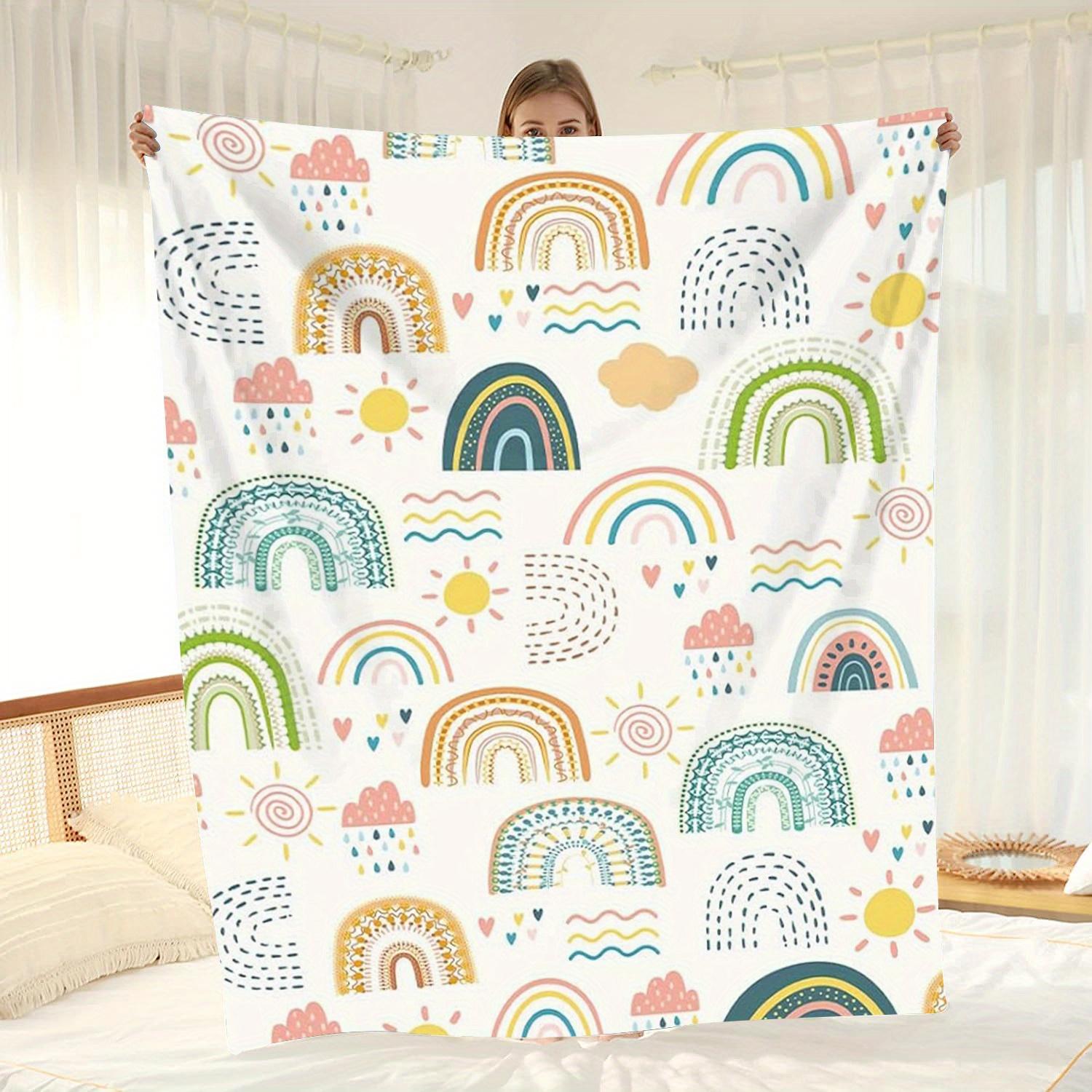 

1pc Colorful sun and cloud pattern blanket polyester fabric machine washable suitable for bedroom and living room decoration 75x100cm