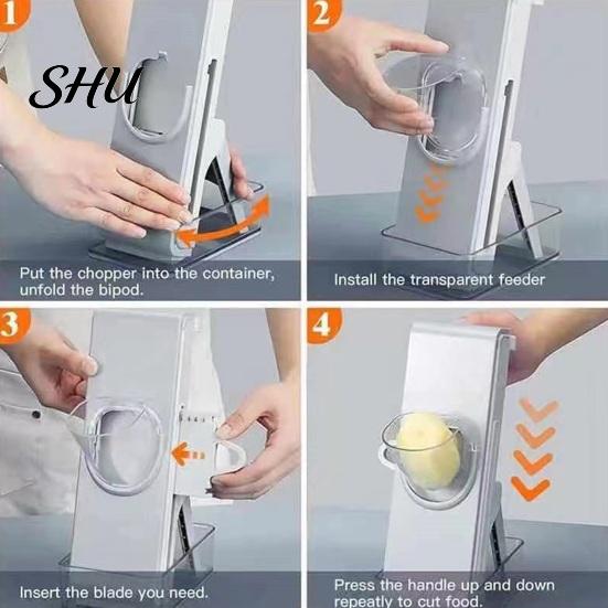 Fast Meal Prep Kitchen Slicer Vegetable Cutter Stainless Steel Blades Dicer No Glove Multifunctional Gadget for Healthy Food Preparation