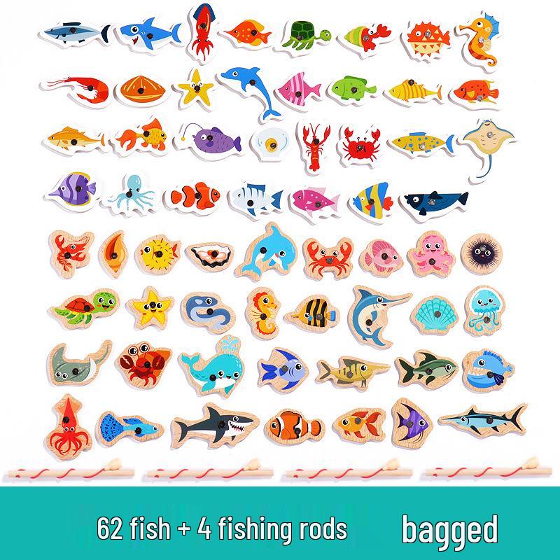 Magnetic Wooden Ocean Fishing Game for Kids - Educational Fun for Boys and Girls