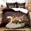 Swan Rose Queen Bedding Set Duvet Cover Set Bedding Digital Printing Bed Linen King Size Duvet Cover Set Bedding Set