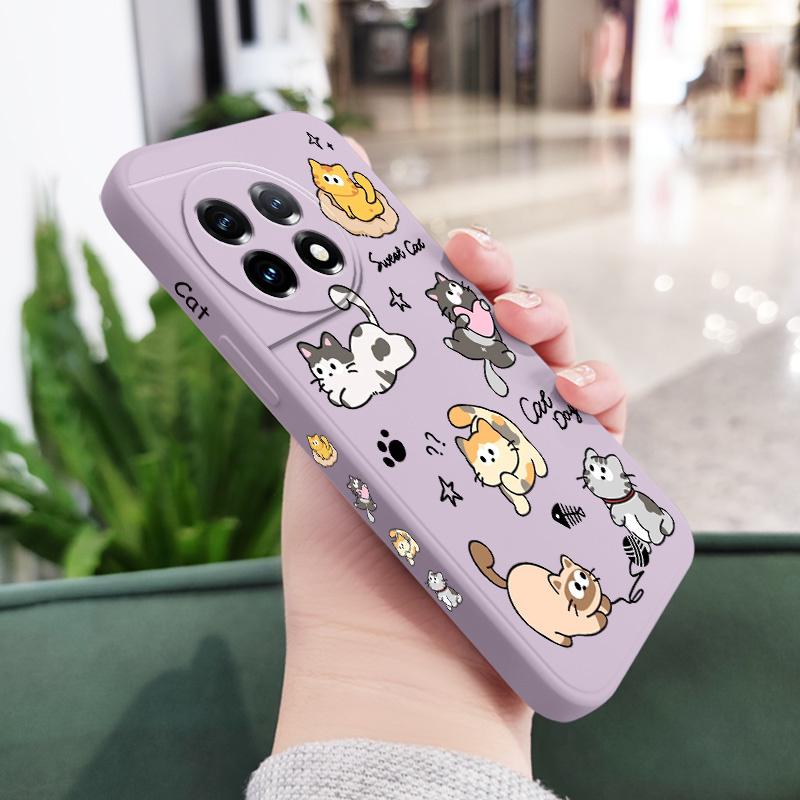 Cat String Ball Phone Case For Oneplus 12 12R 11 11R 10 10R 10T 9R 9RT 9 8T 8 7 7T Pro 5G Liquid Silicone Cover