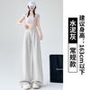 Women's High Rise Wide Leg Suit Pants Loose Straight Leg Viscose Trousers Thin Pocket Elegant Office Casual Summer Long Pants Two Length