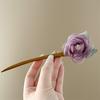 Hair Stick 3D Mesh Yarn Rose Flower Decor Bun Hair Stick Easy to Wear Hair Organizer Clip Hair Styling Accessory