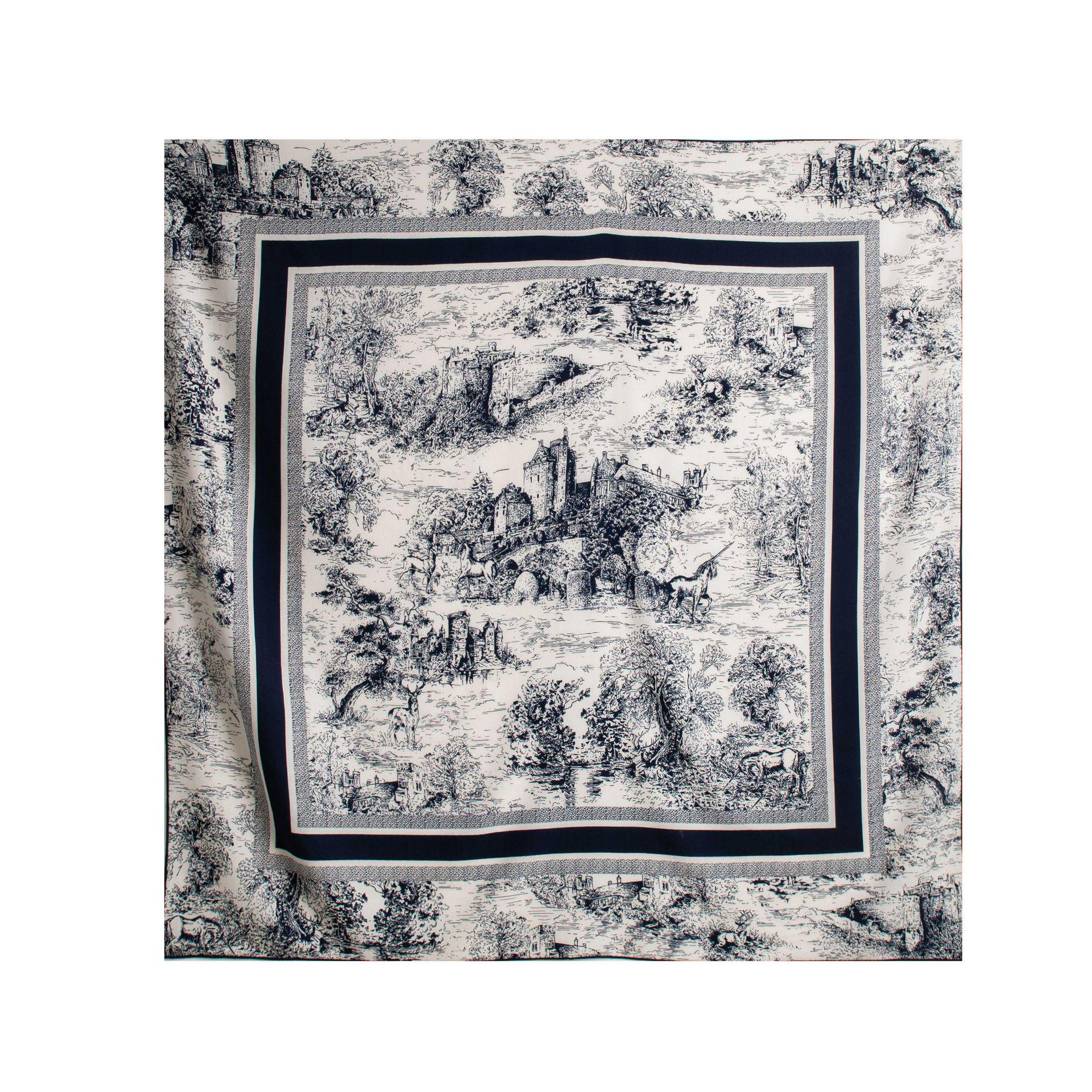 

Vintage Forest Castle Print Wool Scarf: Double-Sided Women s Autumn Neck Warmer & Versatile Sunscreen Shawl 132x132cm