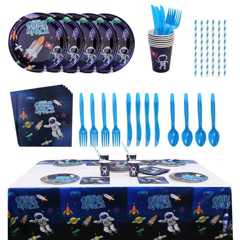 Space Astronaut Themed Children s Birthday and Festival Party Paper Cups, Paper Plates, Tissues, Tablecloths, Party Supplies astronaut 11-piece set