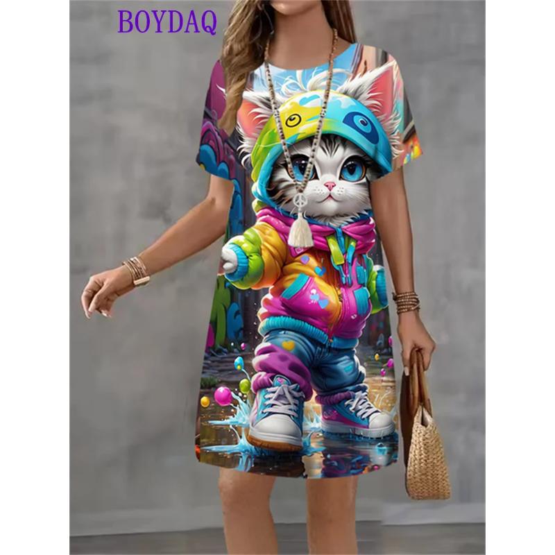 Fashion Loose Short Sleeve Dress Casual Versatile Casual Dresses