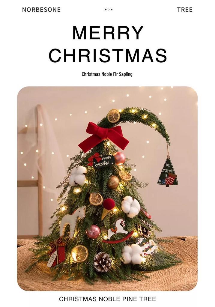 Pure PE Simulation Noble Fir Tree Desktop Ornament for High-End Restaurant and Hotel Christmas Decorations