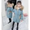 Girls' Winter Clothes Cotton Jacket Korean Version Fashionable Embroidered Cotton Jacket with Thick Fur Collar and Cotton Jacket