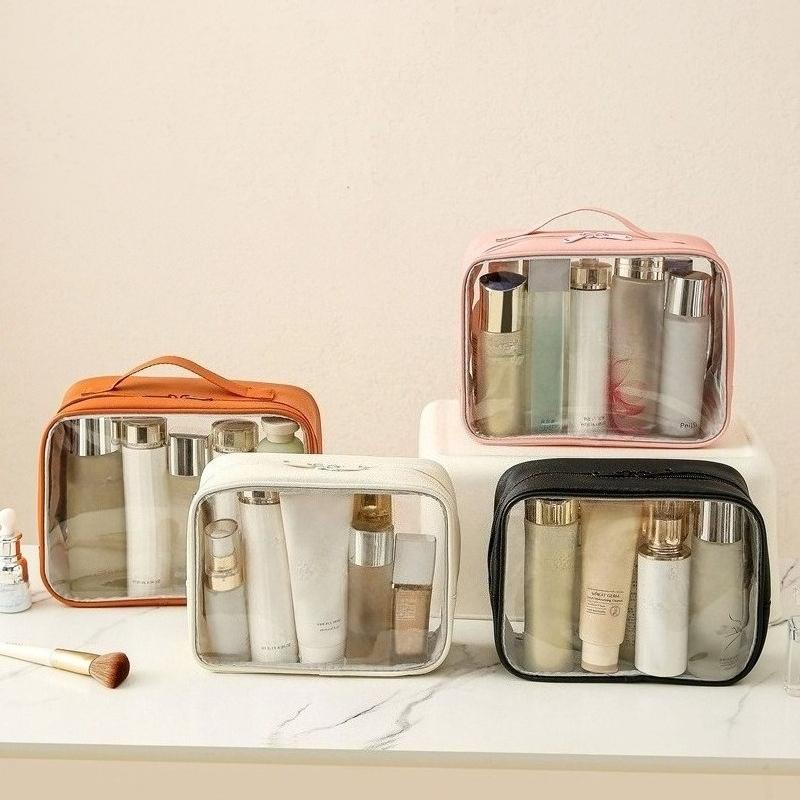 2 size Clear PVC Makeup Bag Large Capacity Waterproof Travel Toiletry Pouch for Women Gym Swimming Cosmetic Storage