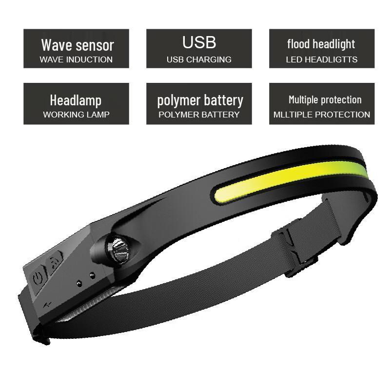 Rechargeable COB Silicone LED Headlamp with Sensor