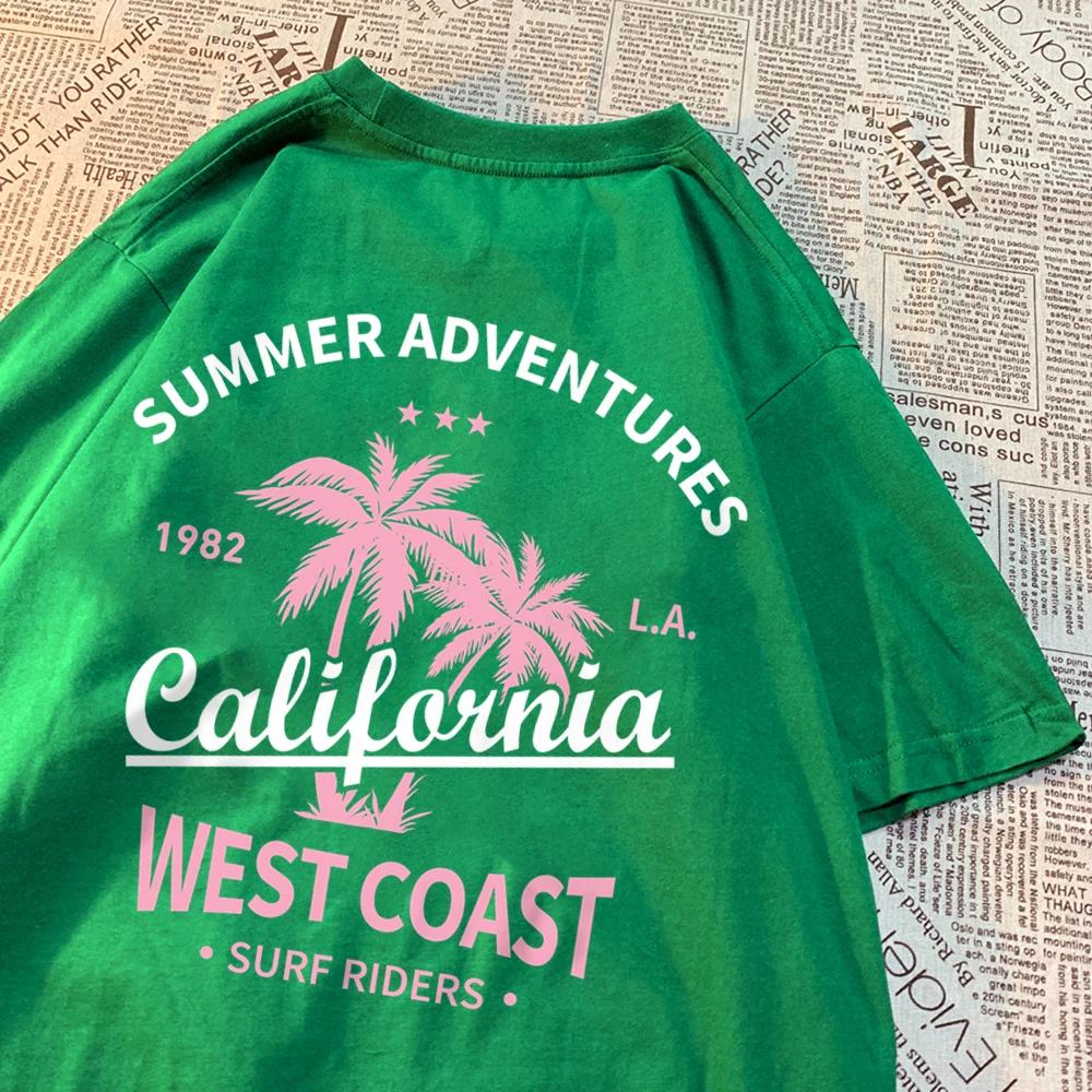 Summer Adventures California West Coast Mens Clothing Hip Hop Loose T-Shirts Fashion Oversized Cotton Summer Women Tshirt New