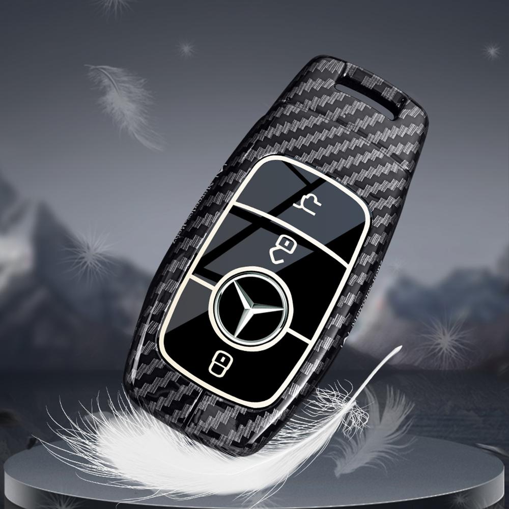 Alloy Carbon Fiber Style Car Key Case Cover For Mercedes Benz C E S Class W206 W223 W214 GLA GLB GLC CLA CLS E300 S450 S580 S500