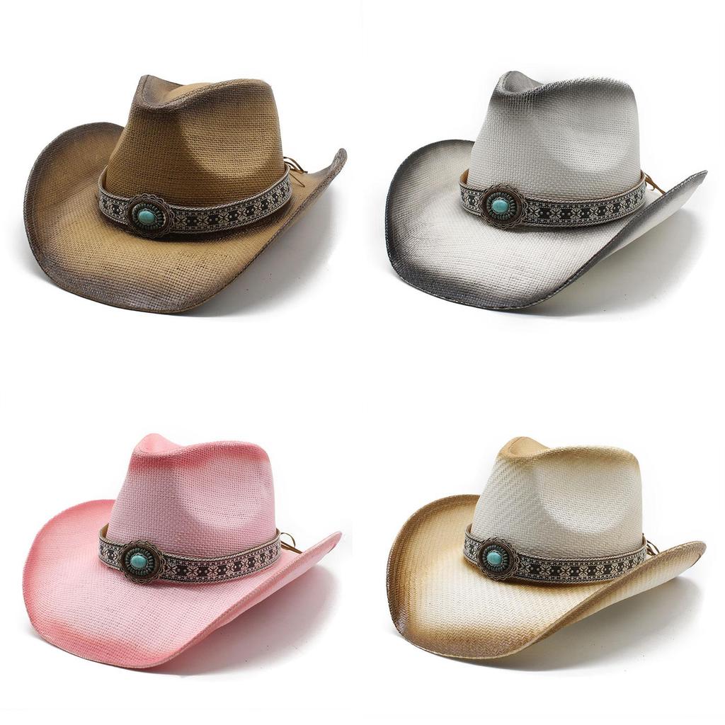 Ethnic Style Straw Hat With Wide Brim For Sun Protection And Breathability In Summer