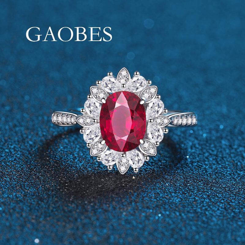Women's 3.5 Carat Egg-shaped Ring: S925 Sterling Silver with Simulated Pigeon Blood Red, Green, and Nano Blue Stones and Full Diamond Accents.