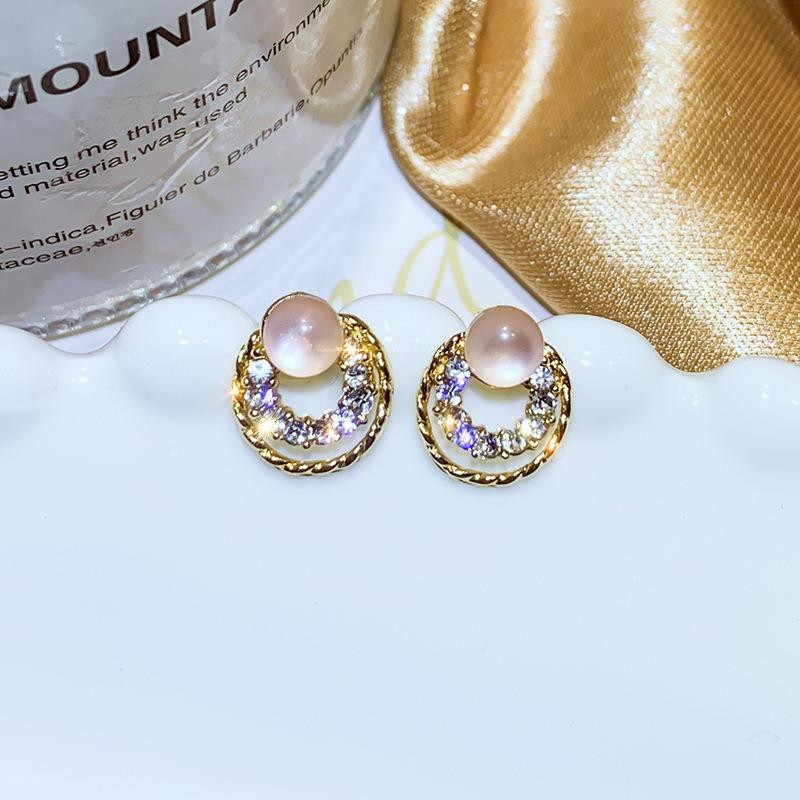 Silver Needle Korea Dongdaemun Temperament New Earrings Geometric Opal Earrings Fashion Versatile New Personalized Earrings