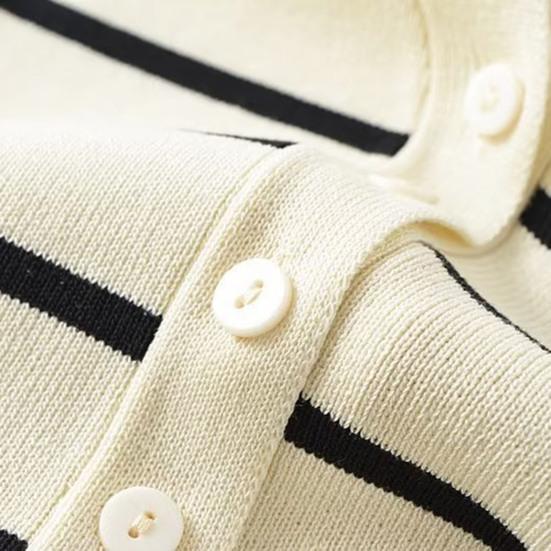 Women Knitting Vest V-Neck Sleeveless Single Breasted Striped Print Vest Wrinkle-Resistant Knitwear Daily Wear