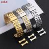 18/20/22/24mm Stainless Steel Watch Band Curved / Flat End Metal Bracelet Silver Gold Black Folding Buckle Universal Watch Strap