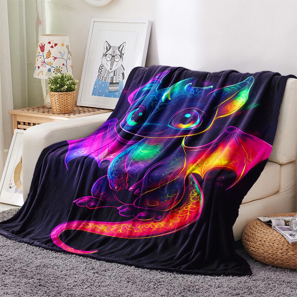 Flaneldecke mit Drachenmuster, Hohe Qualität, Bequem für alle Jahreszeiten, Heimdekoration, Wärme und Komfort, Perfekt für Weihnachtsgeschenke