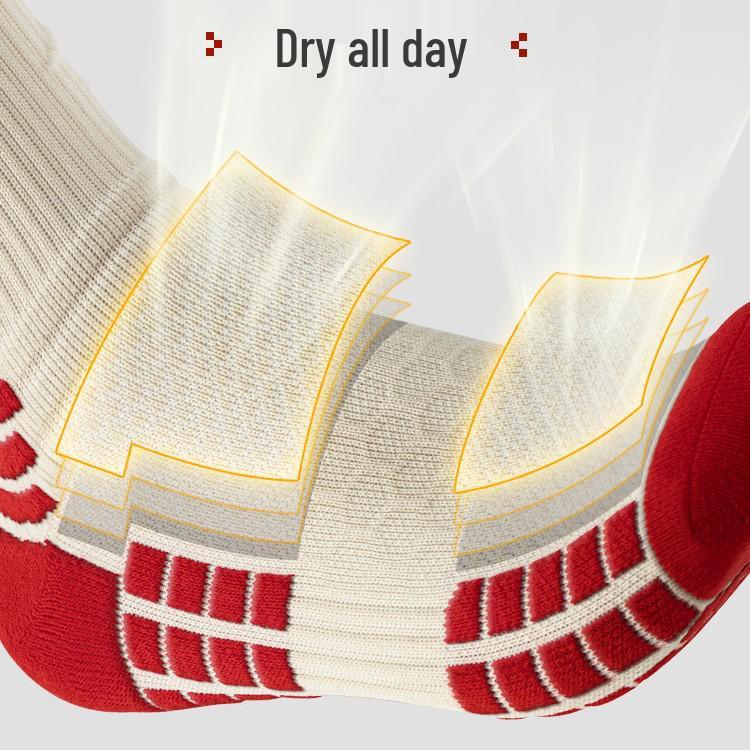 Men's Marathon Running Socks - Thick Terry Bottom, Mid-Calf Length, Ideal for Badminton, Football, and Basketball