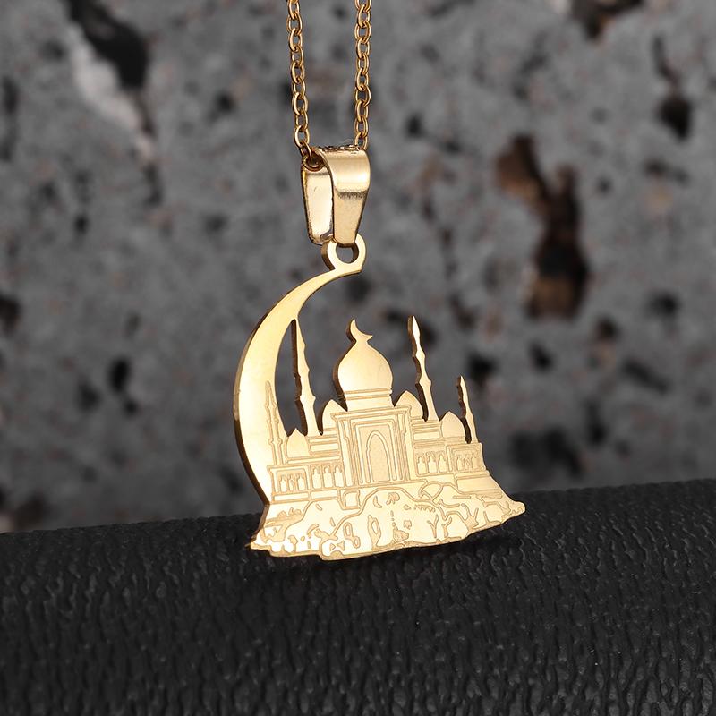 Quran Ayatul Kursi Round Stainless Steel Pendant Arabic God Messenger Necklace for Women Islamic Muslim Allah Amulet Jewelry